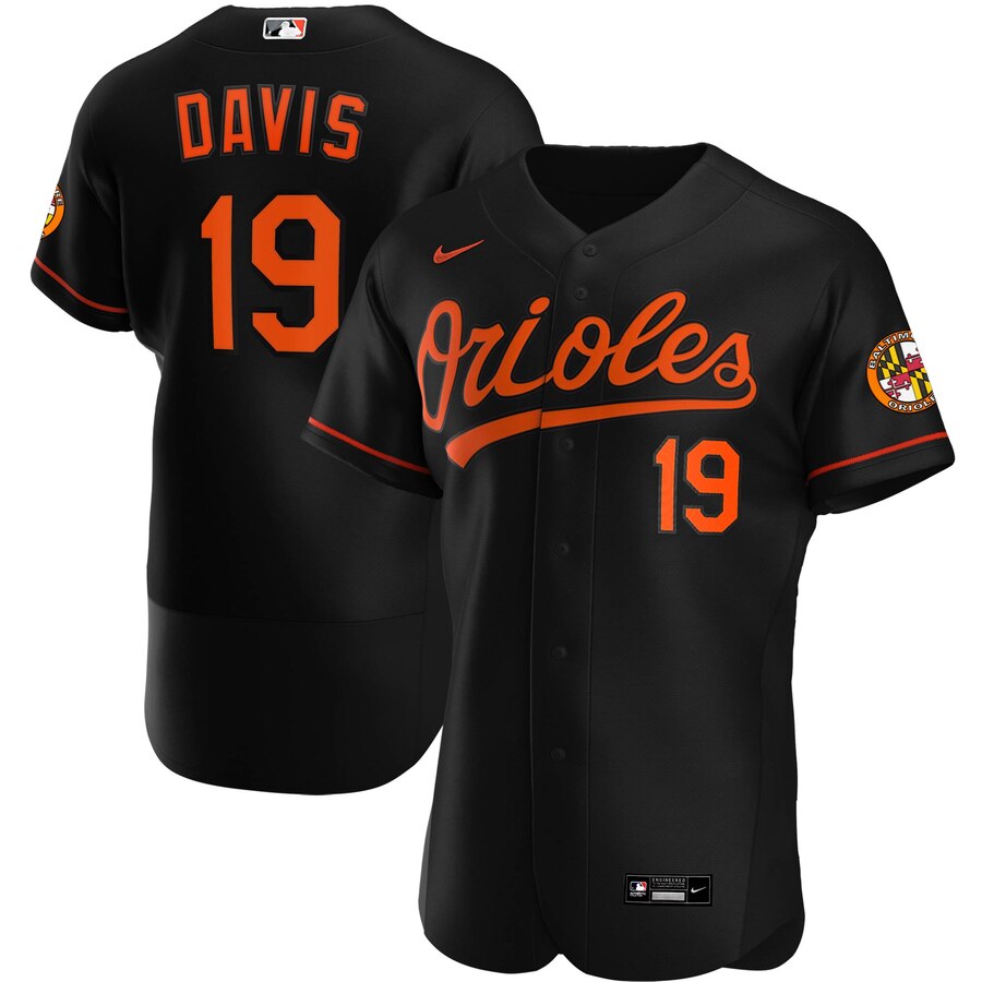 Baltimore Orioles #19 Chris Davis Men Nike Black Alternate 2020 Authentic Player MLB Jersey->carolina panthers->NFL Jersey